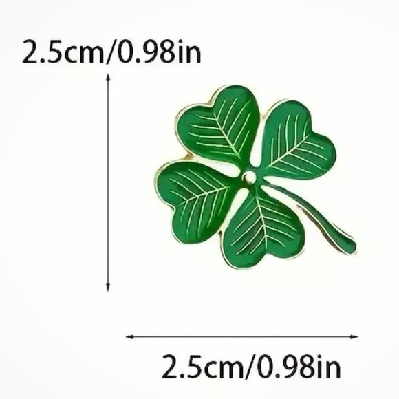 Four leaf clover pin green gold lucky clover leaf shamrock Irish broche NWT - Picture 2 of 2